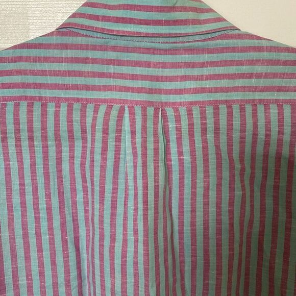 Mens L’Ancora Portofino Linen Shirt, Light Blue and pink Striped, Size 45/18. - Picture 4 of 6